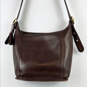 Vintage Coach Mahogany 9816 Leather Slim Duffle Medium Crossbody Bag